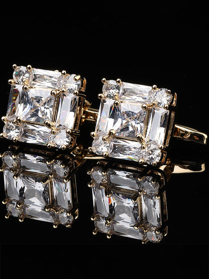 Men's Sparkling 2Pcs Alloy Cufflinks with Floral