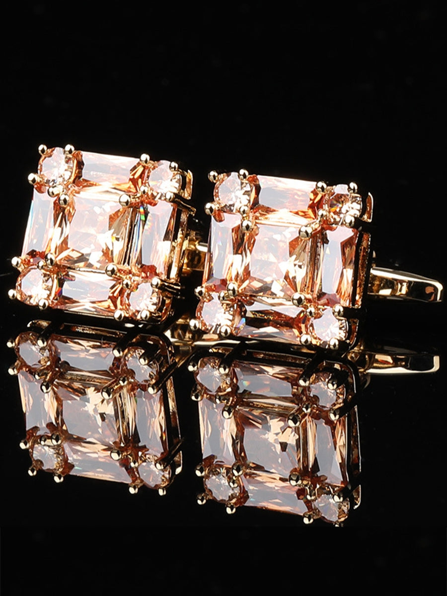 Men's Sparkling 2Pcs Alloy Cufflinks with Floral