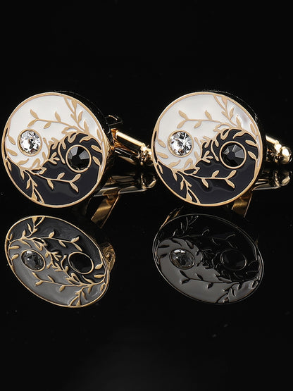 Men's Sparkling 2Pcs Alloy Cufflinks with Floral