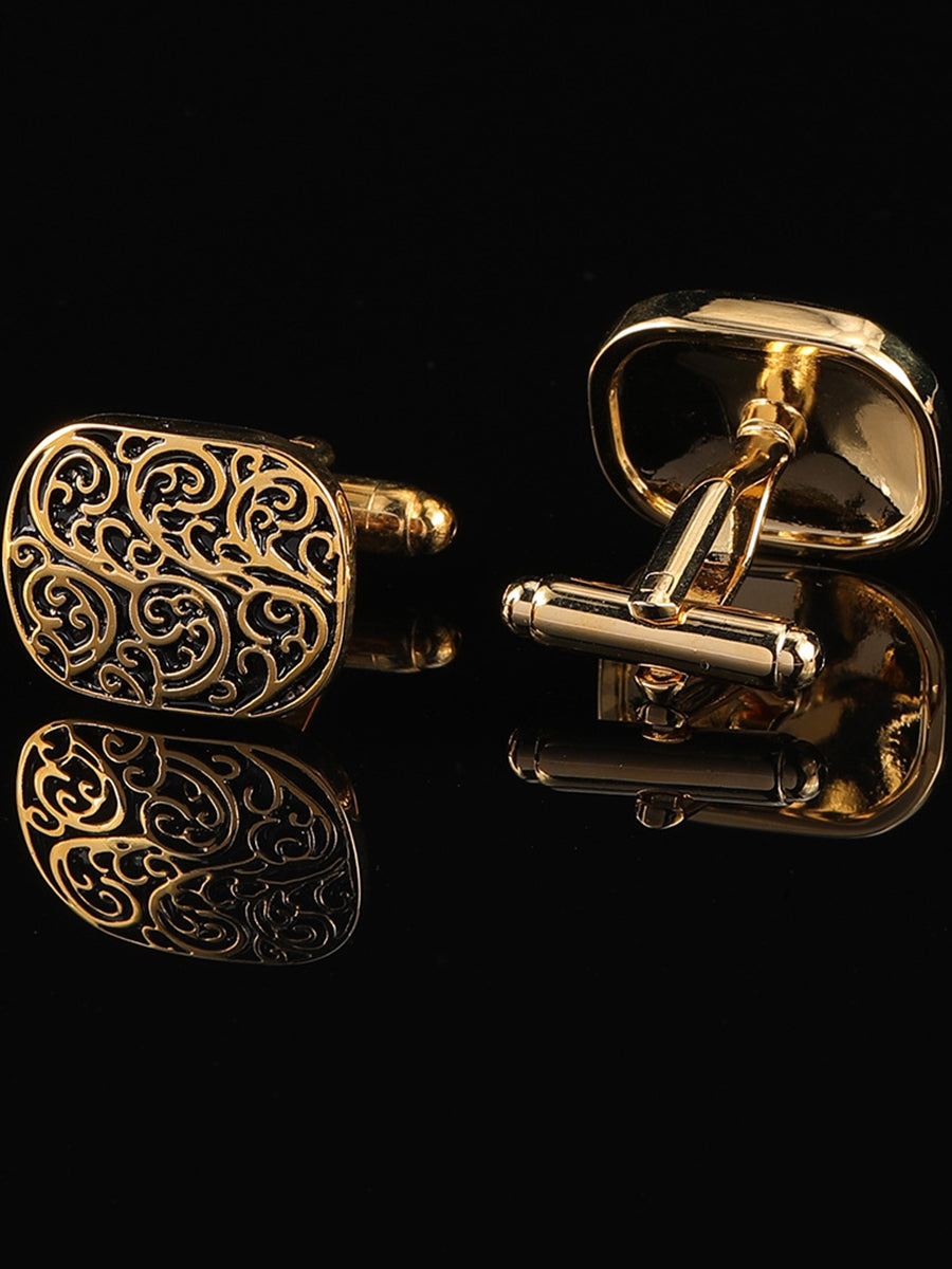 Men's Sparkling 2Pcs Alloy Cufflinks with Floral