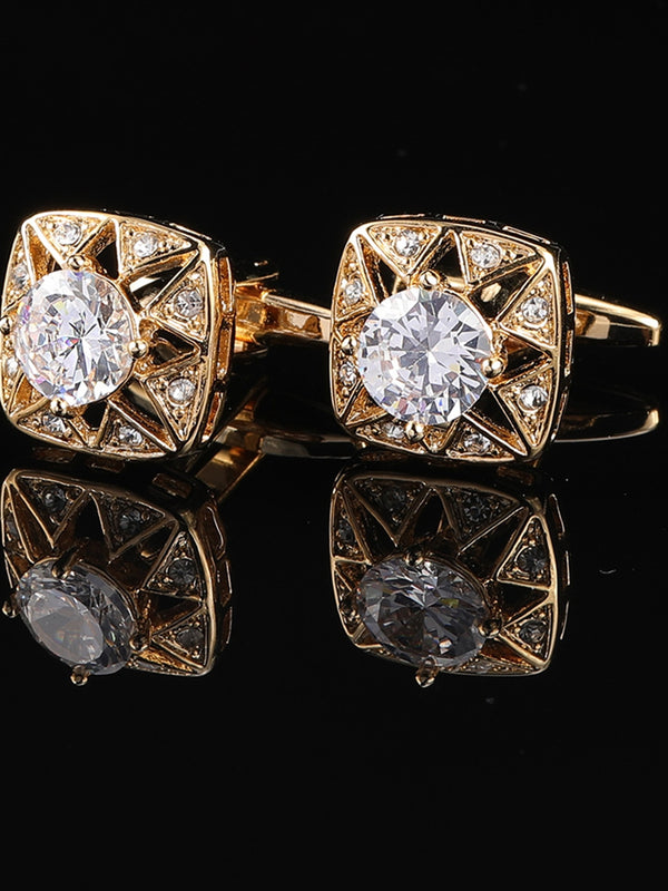 Men's Sparkling 2Pcs Alloy Cufflinks with Floral