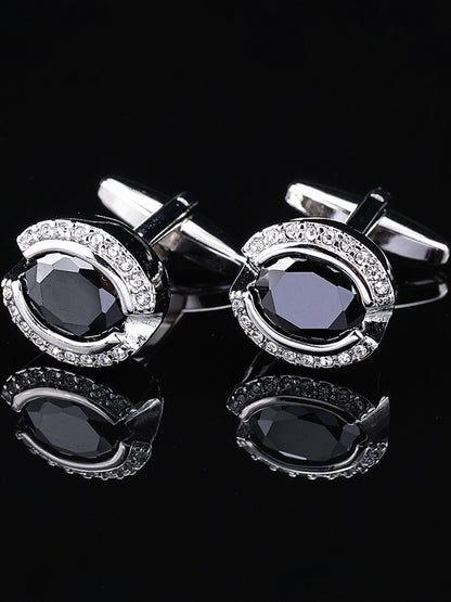 Men's Sparkling 2Pcs Alloy Cufflinks with Floral