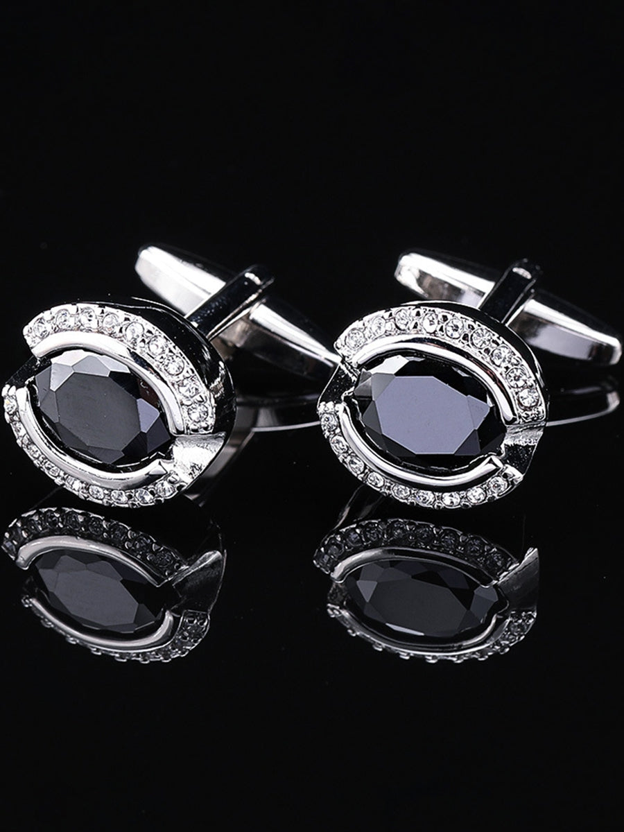 Men's Sparkling 2Pcs Alloy Cufflinks with Floral