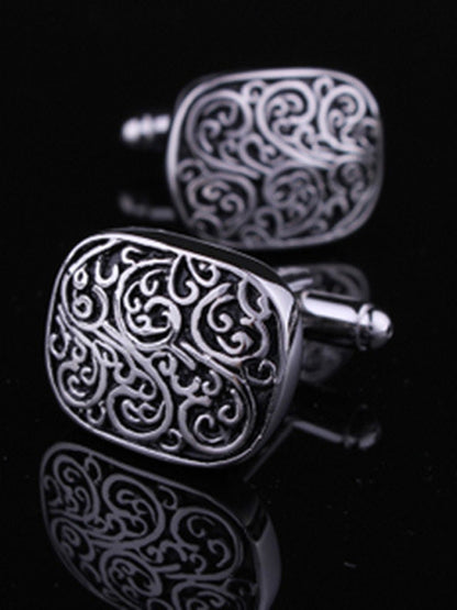 Men's Sparkling 2Pcs Alloy Cufflinks with Floral