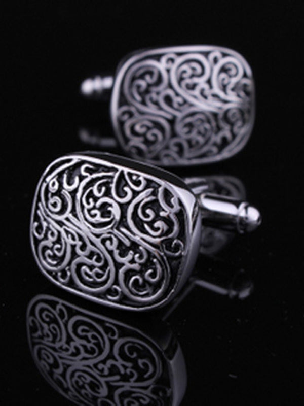 Men's Sparkling 2Pcs Alloy Cufflinks with Floral