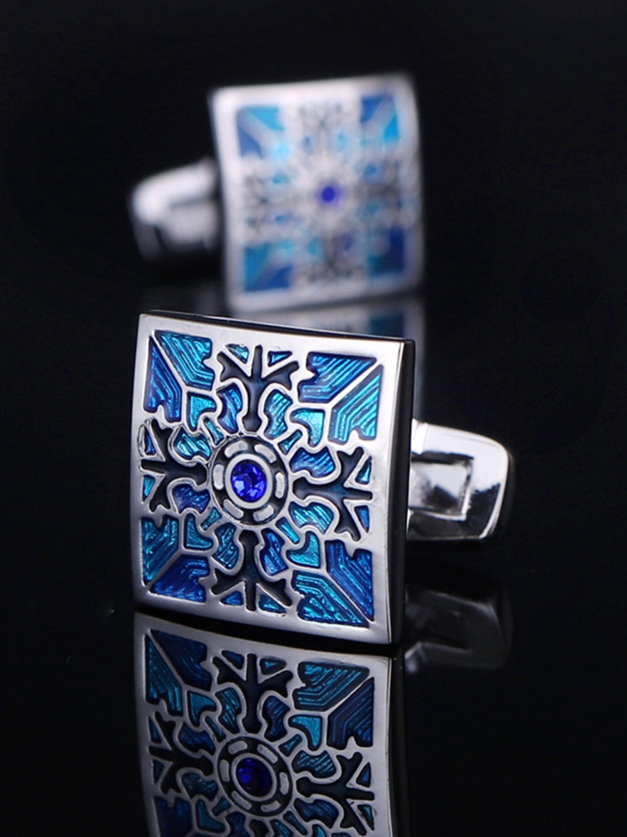 Men's Sparkling 2Pcs Alloy Cufflinks with Floral