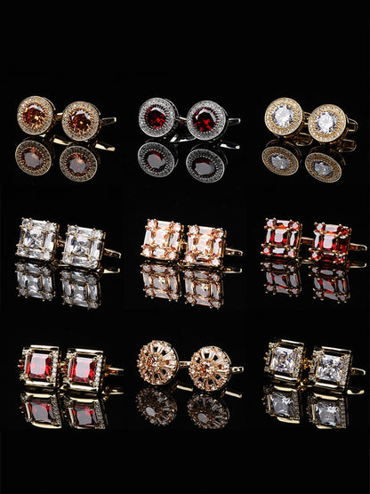 Men's Sparkling 2Pcs Alloy Cufflinks with Floral