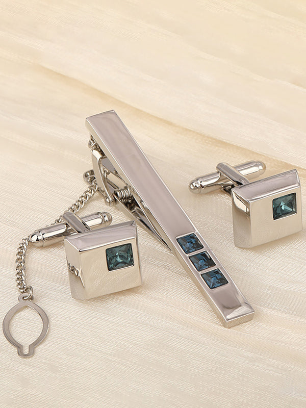 Men's Geometric Formal Tie Clip with Rhinestones