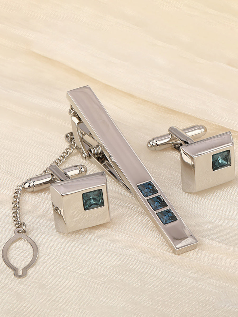 Men's Geometric Formal Tie Clip with Rhinestones