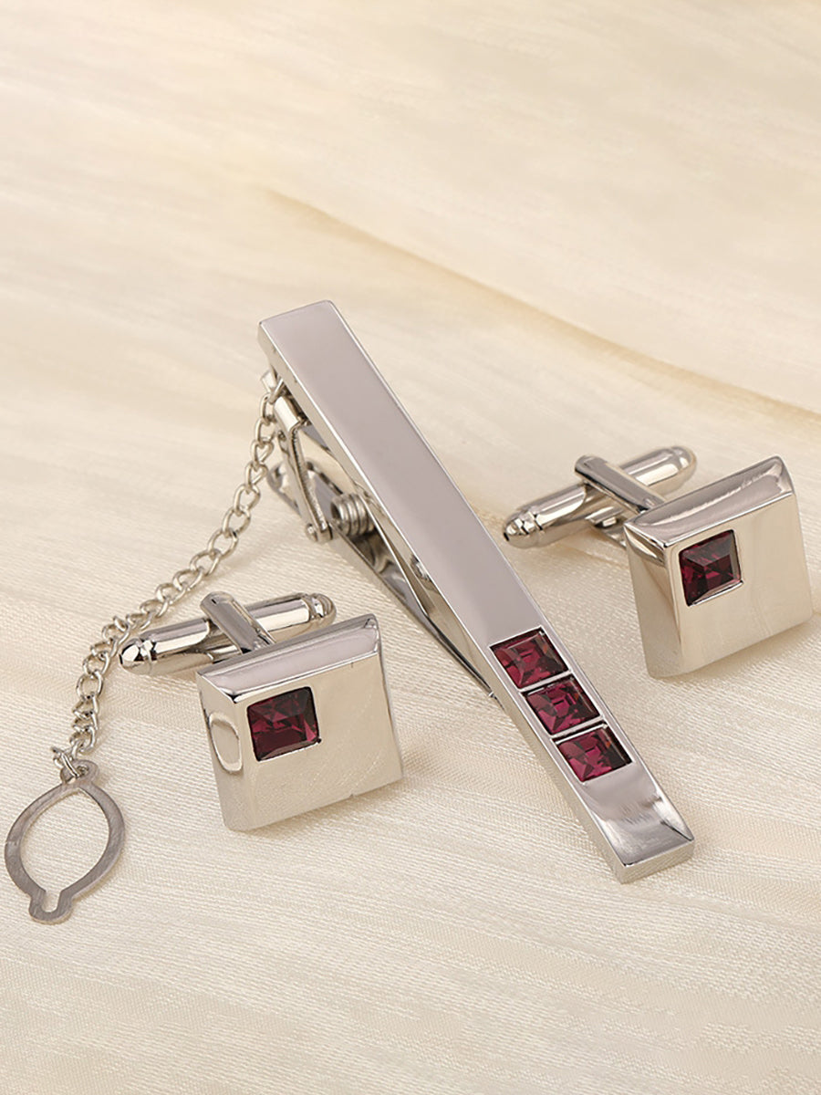 Men's Geometric Formal Tie Clip with Rhinestones