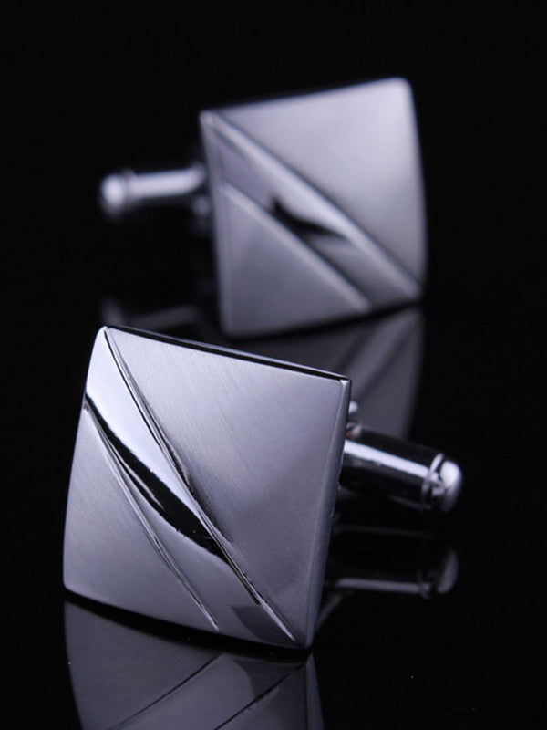 Men's 2Pcs Simple Geometric Metal Cufflinks
