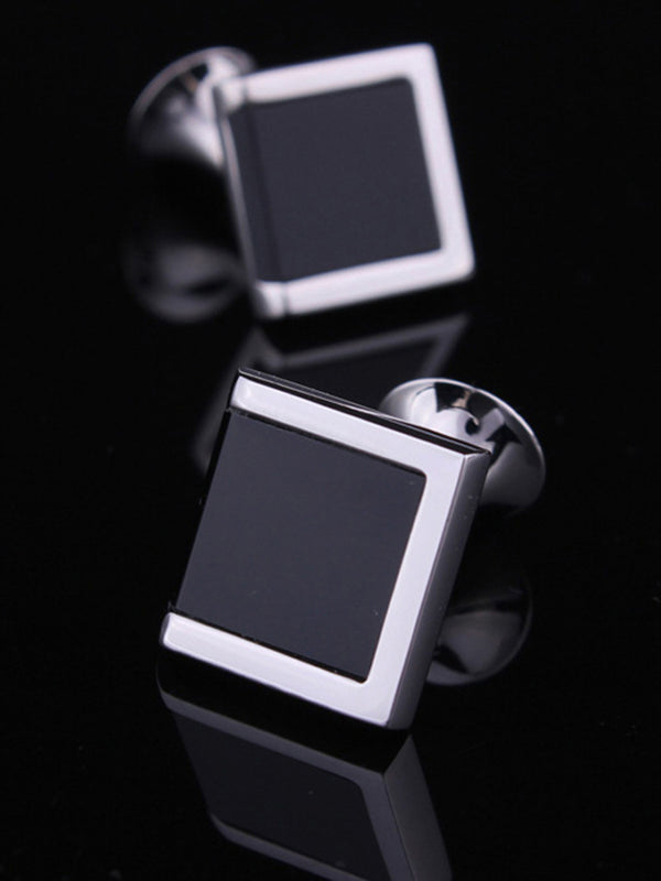 Men's 2Pcs Simple Geometric Metal Cufflinks