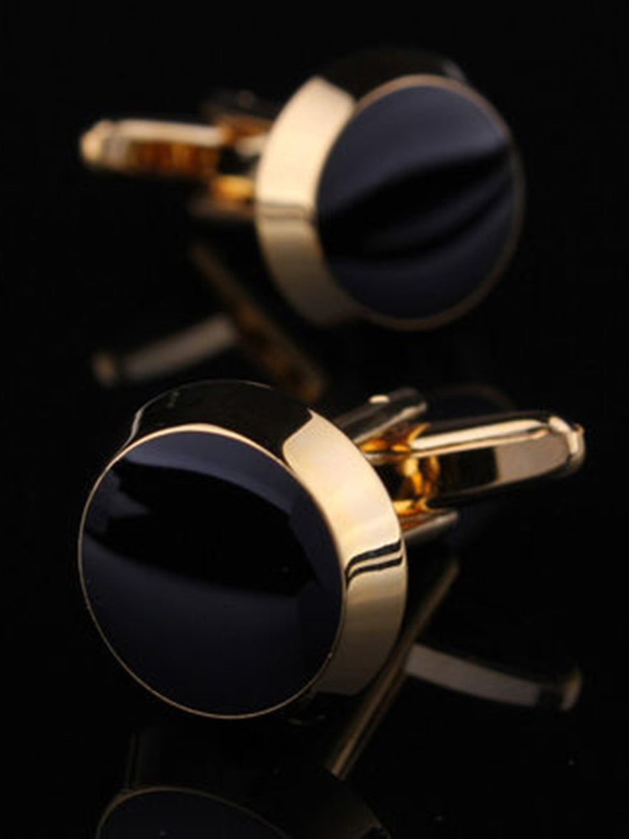 Men's 2Pcs Simple Geometric Metal Cufflinks