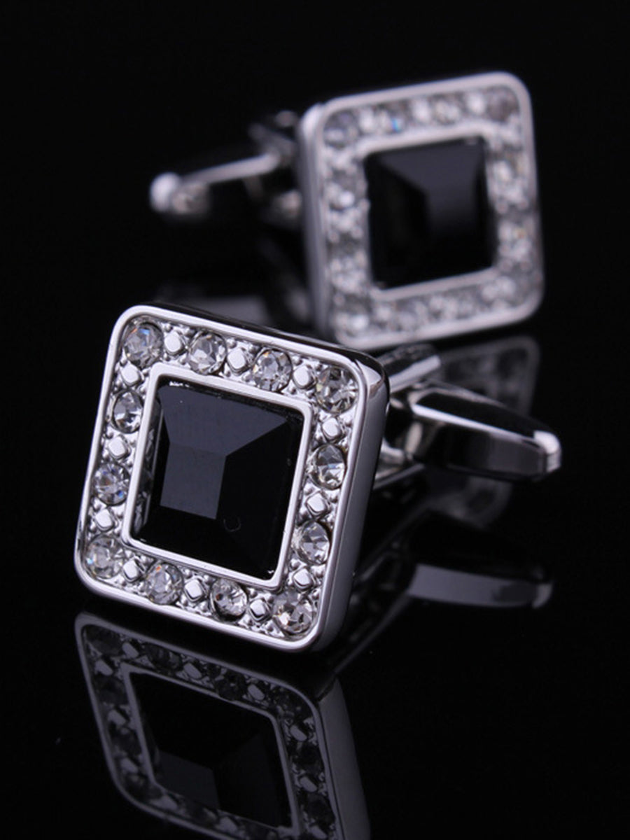 Men's 2Pcs Simple Geometric Metal Cufflinks