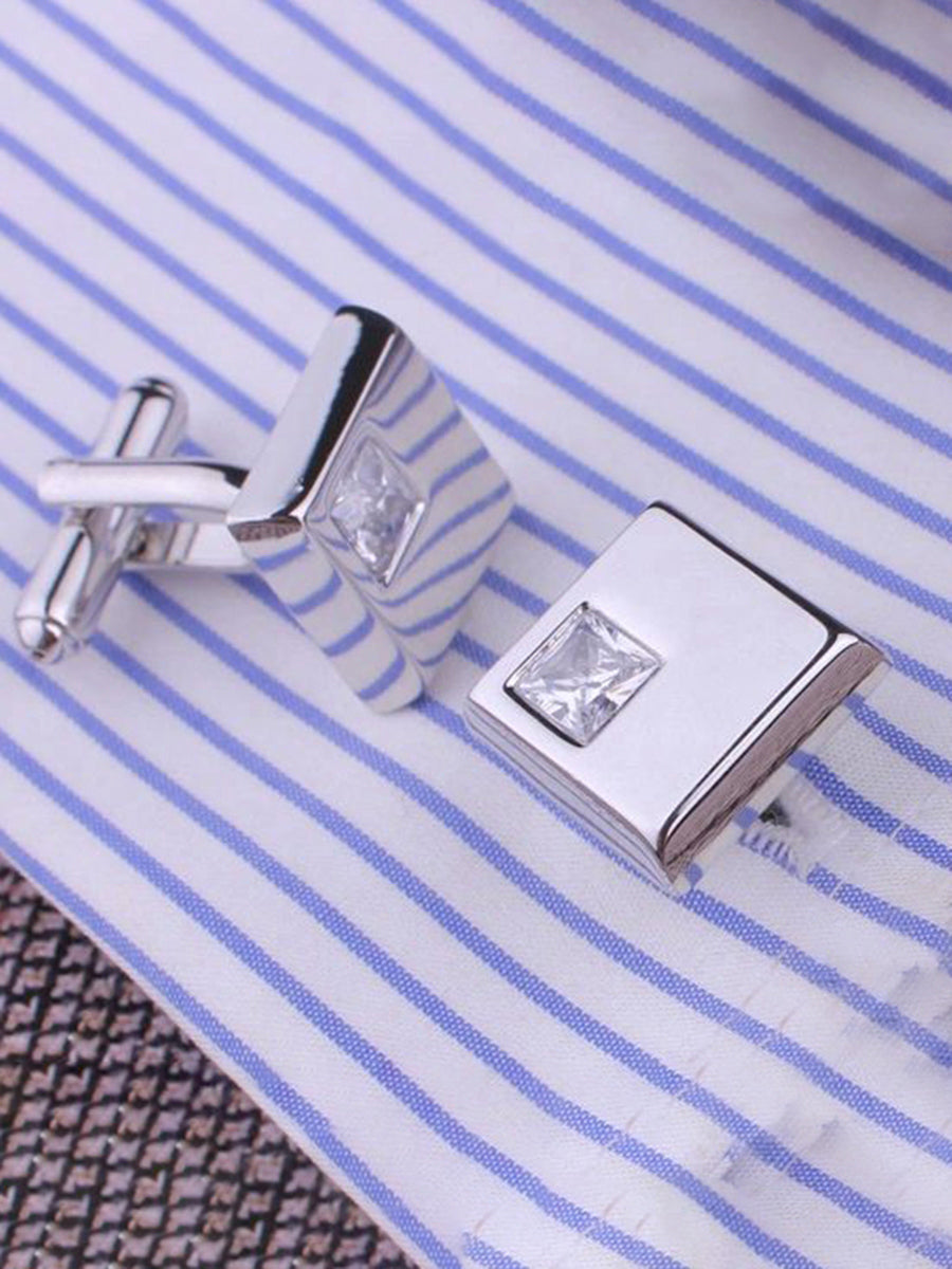 Men's 2Pcs Simple Geometric Metal Cufflinks