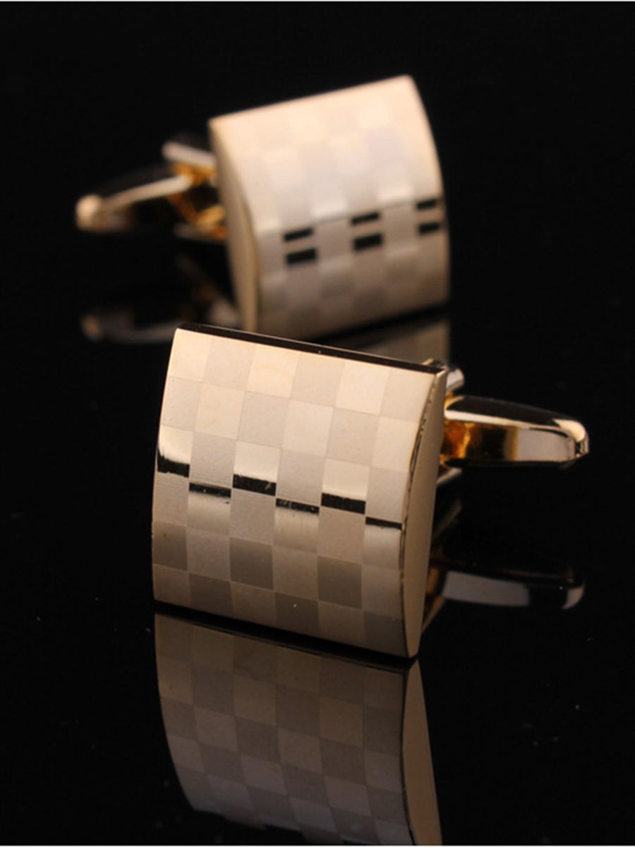 Men's 2Pcs Simple Geometric Metal Cufflinks