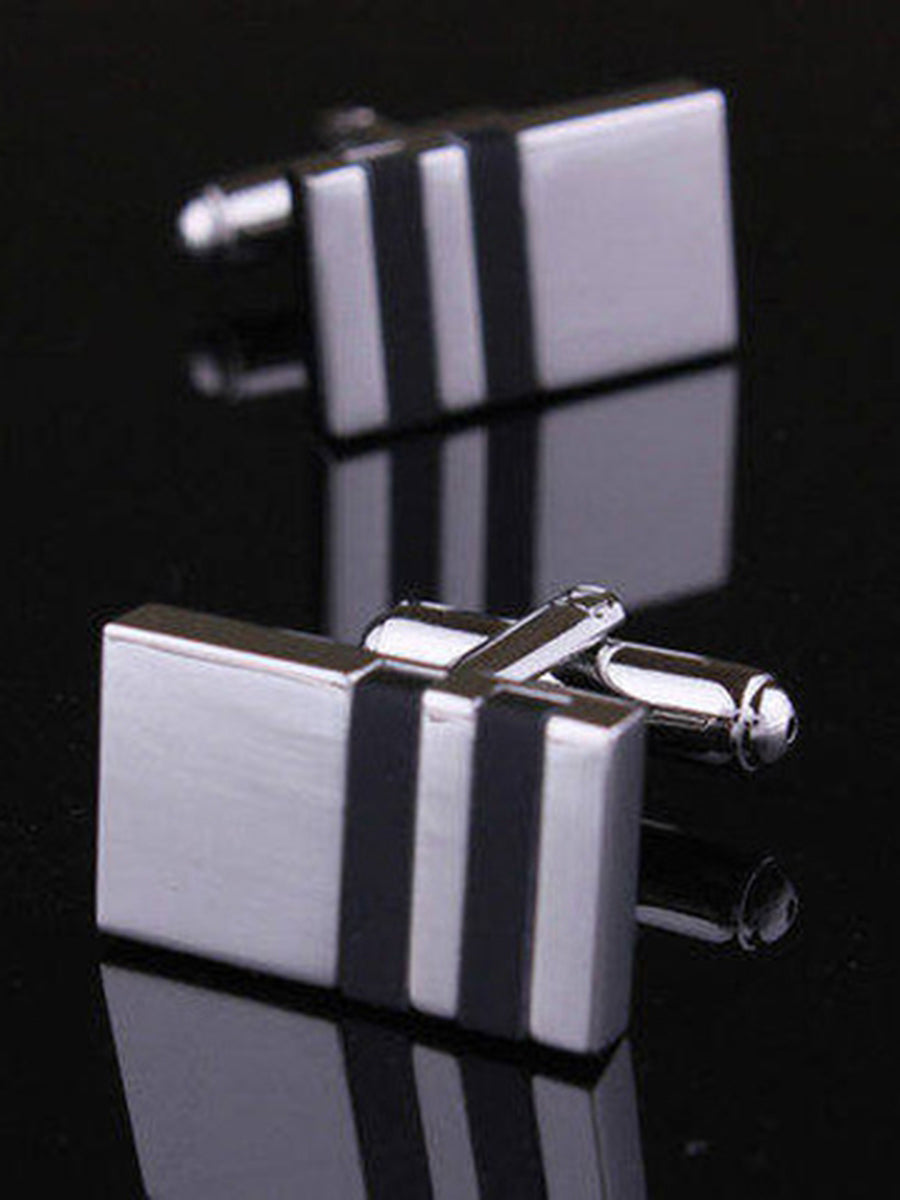 Men's 2Pcs Simple Geometric Metal Cufflinks