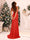 Trumpet/Mermaid V-Neck Sleeveless Ruffles Long Tight Christmas Dresses