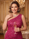 Trumpet/Mermaid One-Shoulder Sleeveless Long Plus Size Evening Dresses With Ruffles