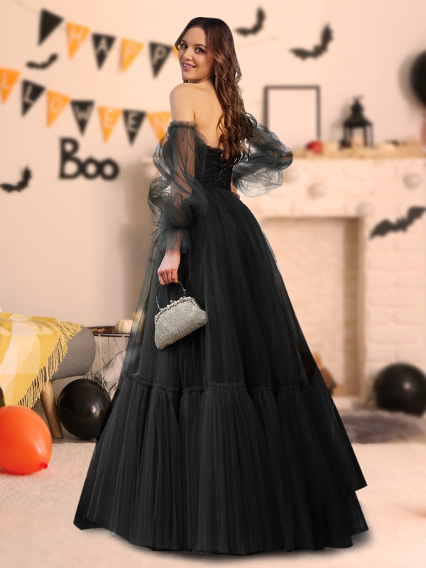 A-Line/Princess Tulle Sweetheart Long Halloween Dresses