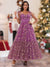 A-Line/Princess Spaghetti Straps Long Christmas Dresses with Ruffles