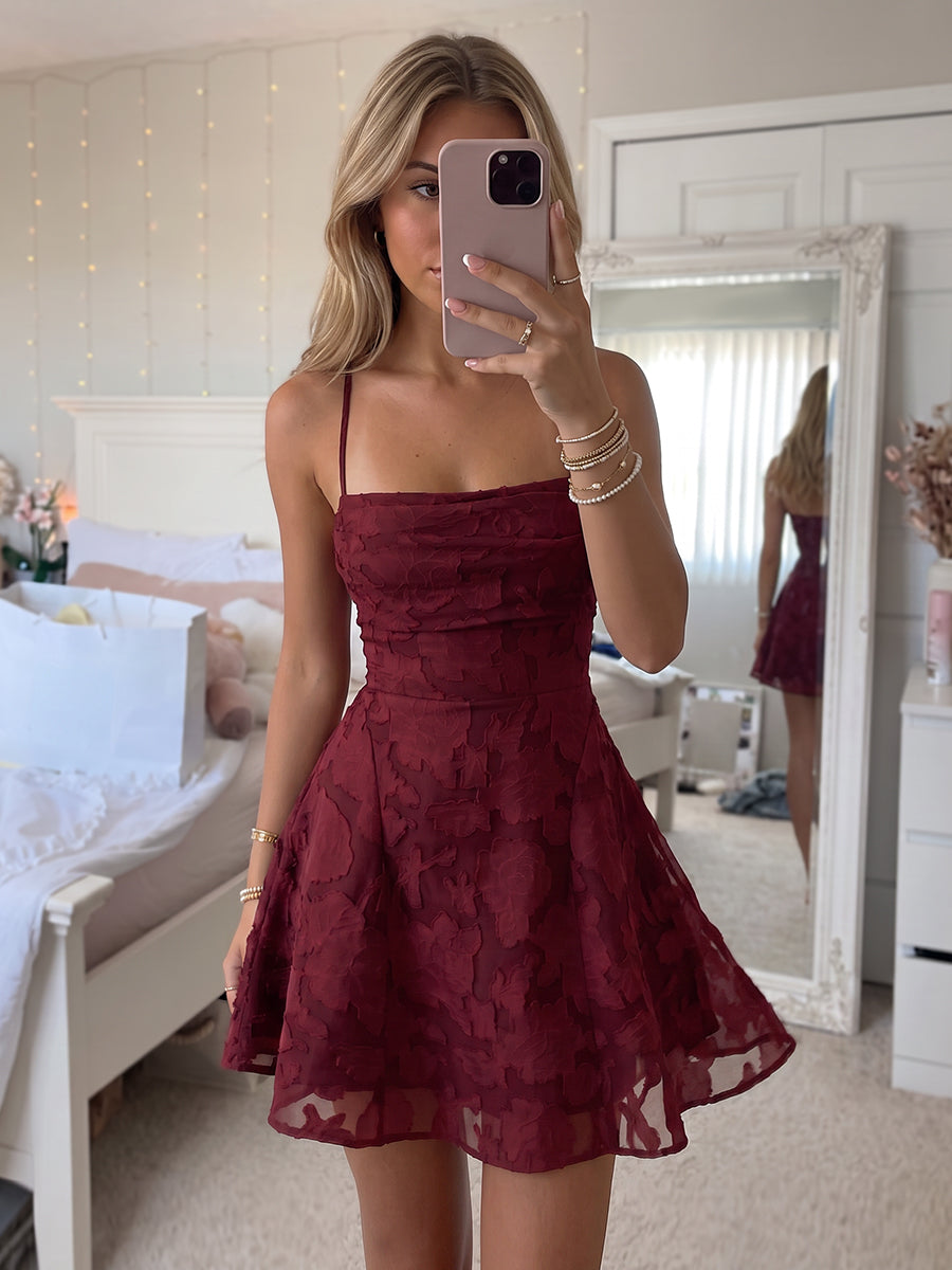 A-Line/Princess Sleeveless Spaghetti Straps Short/Mini Ruched Homecoming Dresses with Florals