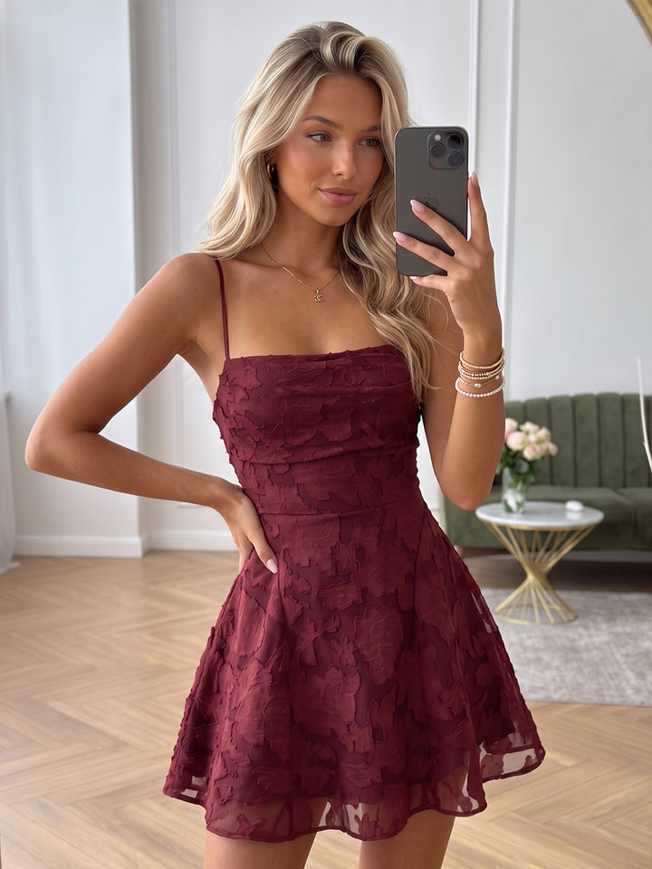 A-Line/Princess Sleeveless Spaghetti Straps Short/Mini Ruched Homecoming Dresses with Florals