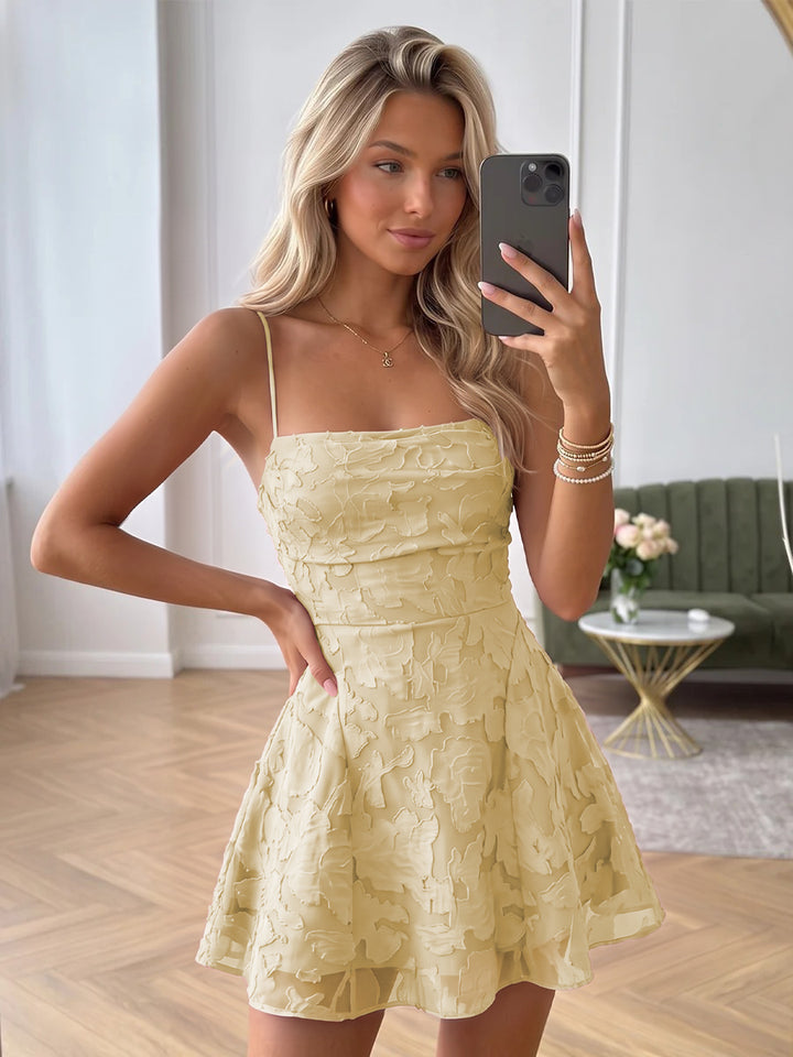 A-Line/Princess Sleeveless Spaghetti Straps Short/Mini Ruched Homecoming Dresses with Florals