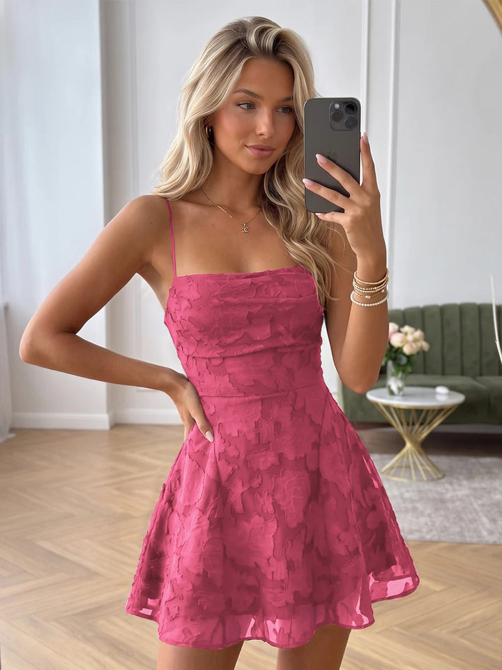 A-Line/Princess Sleeveless Spaghetti Straps Short/Mini Ruched Homecoming Dresses with Florals