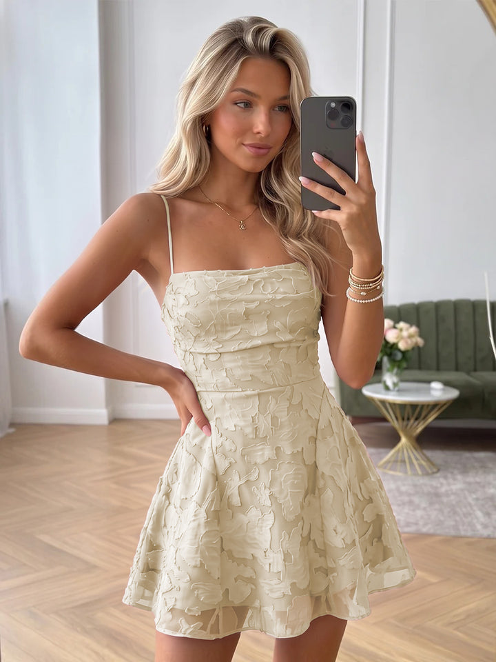 A-Line/Princess Sleeveless Spaghetti Straps Short/Mini Ruched Homecoming Dresses with Florals