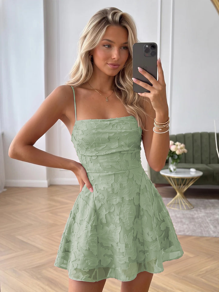 A-Line/Princess Sleeveless Spaghetti Straps Short/Mini Ruched Homecoming Dresses with Florals