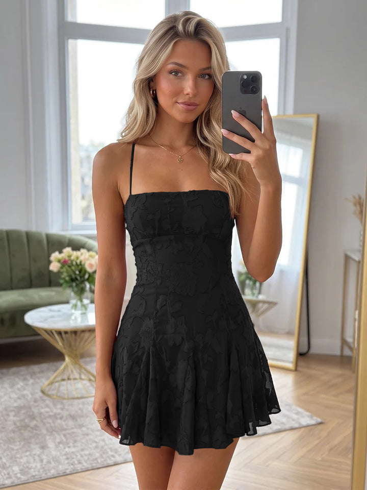 A-Line/Princess Spaghetti Straps Short/Mini Chiffon Ruched Homecoming Dresses with Florals