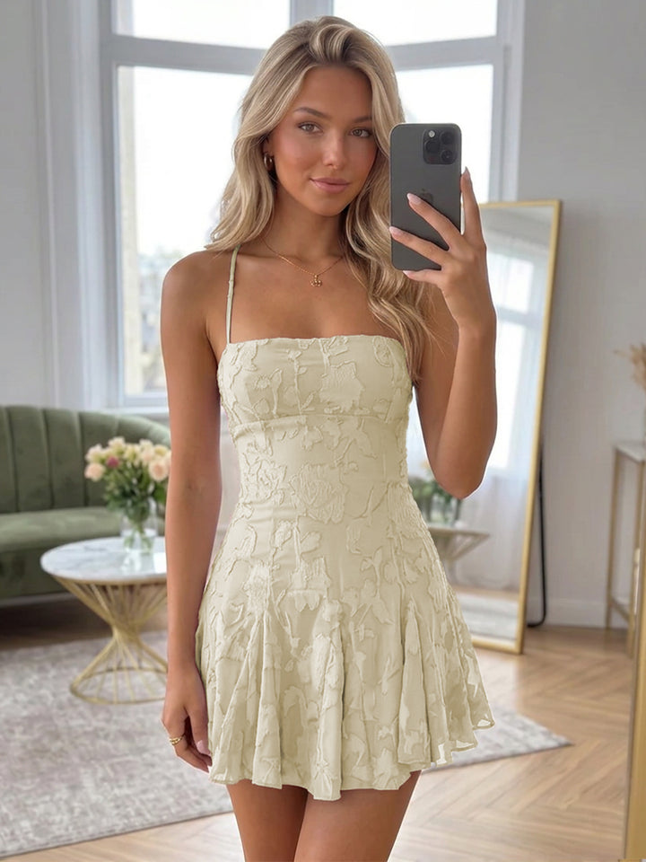 A-Line/Princess Spaghetti Straps Short/Mini Chiffon Ruched Homecoming Dresses with Florals