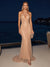 Trumpet/Mermaid Halter Sleeveless Sweep train/brush train Evening Dresses with Rhinestone & Keyhole