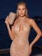 Trumpet/Mermaid Halter Sleeveless Sweep train/brush train Evening Dresses with Rhinestone & Keyhole