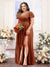 A-Line V-Neck Short Sleeves Split Side Chiffon Plus Size Bridesmaid Dresses