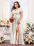 A-Line V-Neck Short Sleeves Split Side Chiffon Plus Size Bridesmaid Dresses