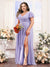 A-Line V-Neck Short Sleeves Split Side Chiffon Plus Size Bridesmaid Dresses