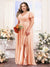 A-Line V-Neck Short Sleeves Split Side Chiffon Plus Size Bridesmaid Dresses