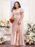 A-Line V-Neck Short Sleeves Split Side Chiffon Plus Size Bridesmaid Dresses
