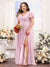 A-Line V-Neck Short Sleeves Split Side Chiffon Plus Size Bridesmaid Dresses