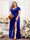 A-Line V-Neck Short Sleeves Split Side Chiffon Plus Size Bridesmaid Dresses
