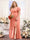 A-Line V-Neck Short Sleeves Split Side Chiffon Plus Size Bridesmaid Dresses