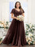 A-Line V-Neck Short Sleeves Split Side Ruched Chiffon Plus Size Bridesmaid Dresses