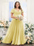 A-Line V-Neck Short Sleeves Split Side Ruched Chiffon Plus Size Bridesmaid Dresses
