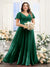 A-Line V-Neck Short Sleeves Split Side Ruched Chiffon Plus Size Bridesmaid Dresses