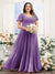 A-Line V-Neck Short Sleeves Split Side Ruched Chiffon Plus Size Bridesmaid Dresses