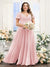 A-Line V-Neck Short Sleeves Split Side Ruched Chiffon Plus Size Bridesmaid Dresses