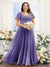 A-Line V-Neck Short Sleeves Split Side Ruched Chiffon Plus Size Bridesmaid Dresses