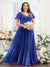 A-Line V-Neck Short Sleeves Split Side Ruched Chiffon Plus Size Bridesmaid Dresses